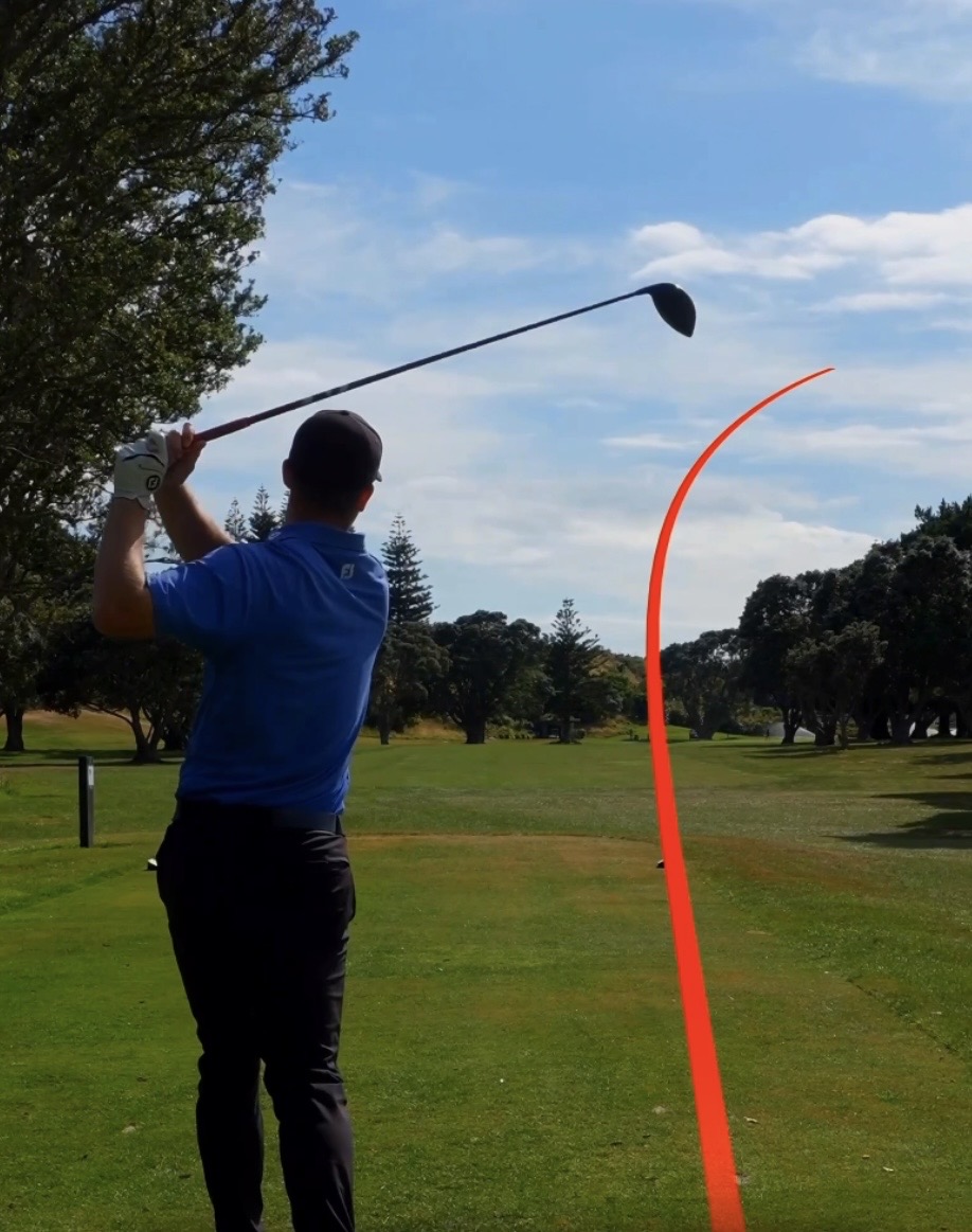 Slice ball flight curving sharply right